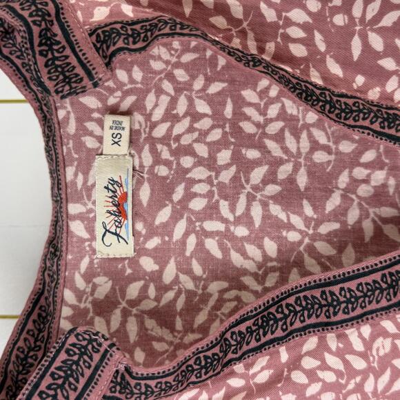 Faherty Mauve Pink Aurora Leaf Organic Cotton Peasant Boho - Size - XS - Picture 7 of 8